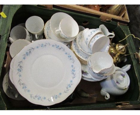 A box of assorted sundries to include Royal Vale teaware, Goebel bird, tea pot, etc.