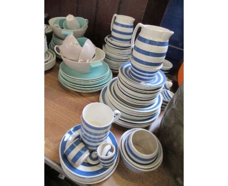 A collection of Cornish style and Poole, tea and dinner ware