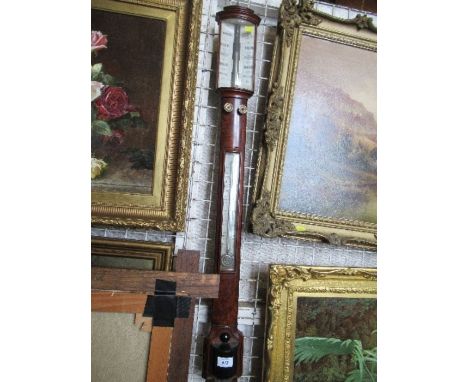 A 19th century mahogany stick barometer, Rossi Norwich, length 38ins