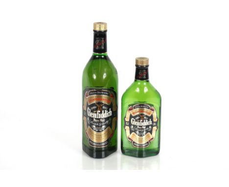 Glenfiddich, pure malt Scotch whisky, 1L, 43%; and a 50cl bottle 43%