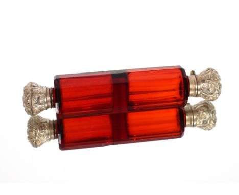A Victorian ruby glass double ended scent bottle&nbsp;