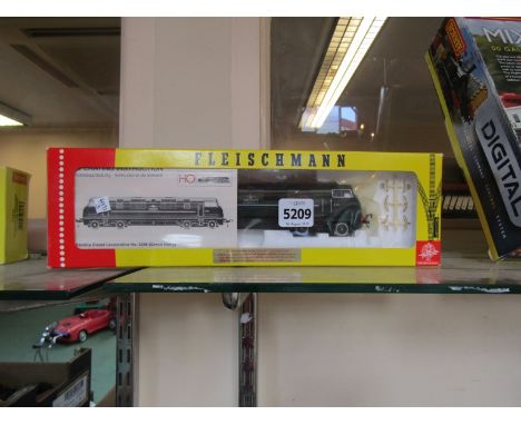 A boxed Fleischmann H0 gauge 4246 Warship Diesel locomotive in green livery 