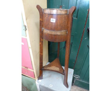 Coopered oak barrel tripod planter