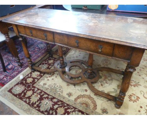 19thC walnut console table with drawers