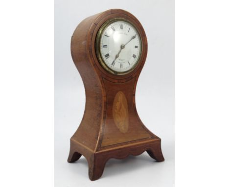 An Edwardian mahogany cased mantel clock, of balloon form, the white enamel dial inscribed R Gaydon Bird Reigate, Made in Par