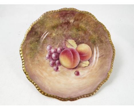 A Royal Worcester cabinet plate, hand painted with fruit to a mossy background by Reed, diameter 10ins Condition report: Good