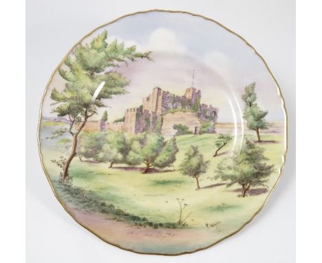 A Royal Worcester cabinet plate, decorated with Bothal Castle Northumberland by E Sedgley