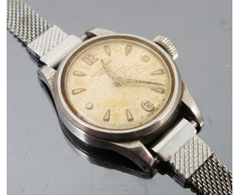 A ladies International Watch Company stainless steel wristwatch, with manual wind, on a later bracelet 
 Condition report: Th