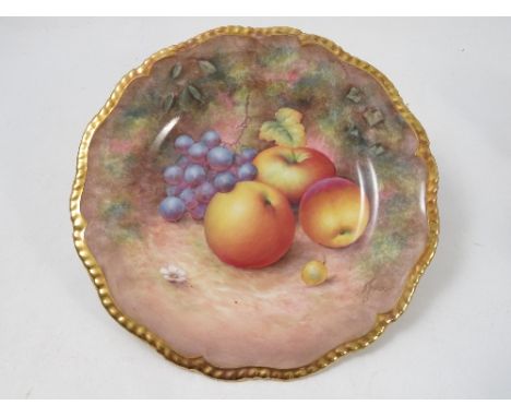 A Royal Worcester cabinet plate, hand painted with fruit to a mossy background by A Telford, diameter 9.5ins Condition report