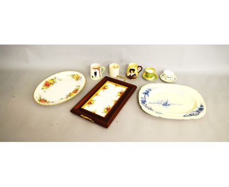 A collection of miscellaneous Staffordshire ceramics, including a Paragon oval platter Grandma Roses, 39cm, a Carltonware han