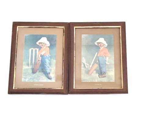 After E. D. Kingella, Pair of cricketing prints, “Our First Ball” and “The Hope Of His Side”, both framed and glazed. 31.5cm 