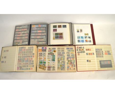 Sixteen stamp albums containing mostly Commonwealth stamps, countries include Sierra Leone, Malta, Nigeria, Gibraltar, Fiji, 