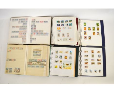 Sixteen stamp albums containing mostly Commonwealth stamps, countries include Malta, Papua New Guinea, Tuvalu, Barbados, Domi