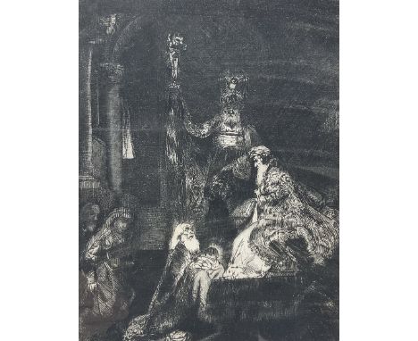 After Rembrandt van Rijn (Dutch 1606-1669): 'The Presentation in the Temple in the Dark Manner', restrike etching originally 