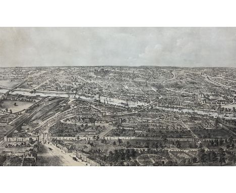 Nathaniel Whittock (British 1791-1860): 'Bird's Eye View of the City of York', 1st or 2nd edition, 19th century lithograph by