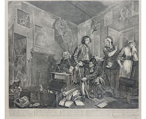 After William Hogarth (British 1697-1764): 'The Heir - A Rake's Progress', 19th century etching originally pub. 1735, 37cm x 