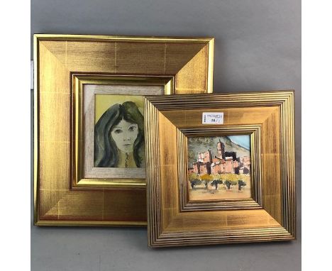 CONTEMPORARY SCHOOL, PORTRAIT OF A LADY IN YELLOW, AND A TOWNSCAPE two watercolours on paper 14cm x 11cm and 12cm x 12cm Both