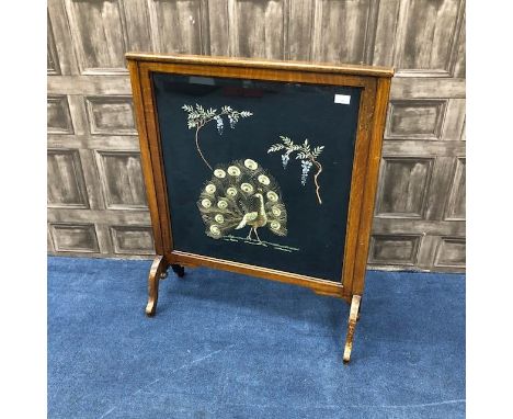 MAHOGANY FRAMED FIRE SCREEN, 74cm wide