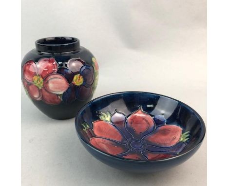 MOORCROFT VASE AND BOWL, the vase 10cm high, the bowl 11cm diameter