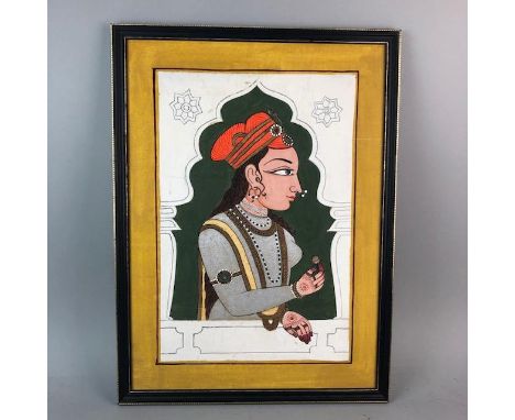 IN THE STYLE OF JAMINI ROY, PORTRAIT OF A WOMAN oil on board, 53.5cm x 39cm Framed