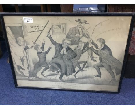TWO 19TH CENTURY PRINTS, comprising a lithograph depicting 'The Reel of Bogie' and an engraving of 'The Ruins of Iona' larges