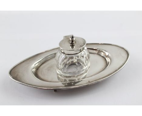 A .925 STERLING SILVER DESK TIDY/ INKWELLWeight: 128gms