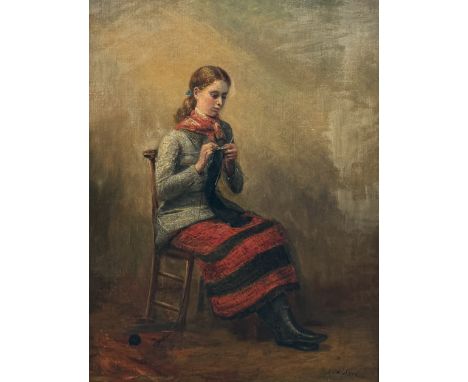 V JOSEPH WALTON (YORKSHIRE: b.1834): A 19TH CENTURY OIL PAINTING ON CANVAS DEPICTING A PORTRAIT OF A YOUNG WOMANSigned bottom