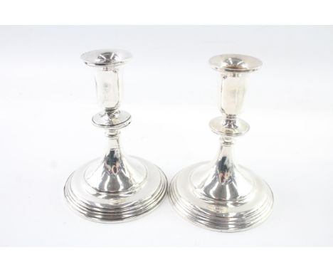 A PAIR OF .925 STERLING SILVER FILLED CANDLESTICKS