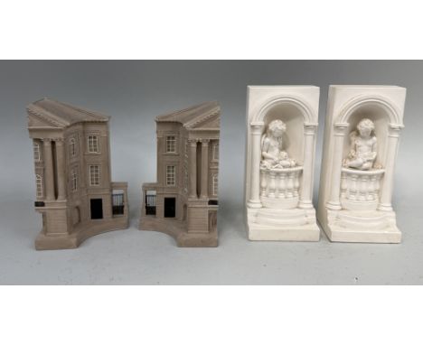 A PAIR OF TIMOTHY RICHARDS BOOKENDS 'THE TYL' THEATRE ALONG WITH TWO OTHER BOOKENDS