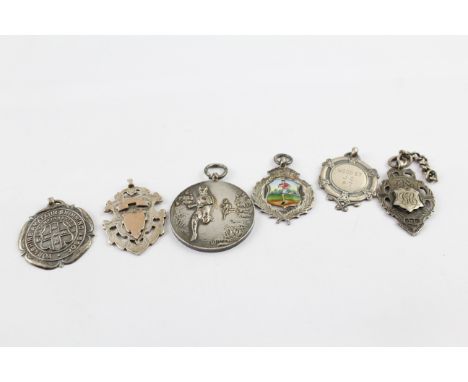  SIX .925 STERLING SILVER FOBS/MEDALLIONSWeight: 53gms
