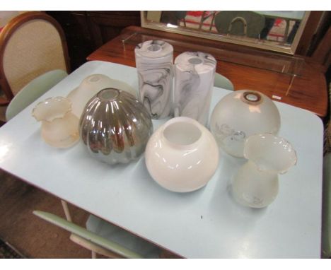 8 Vintage glass lamp shades 