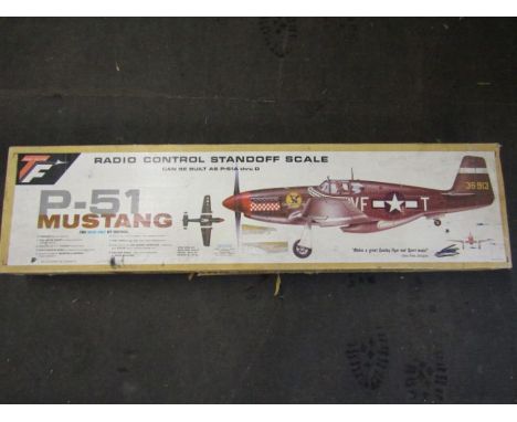 Top flight P-51 Mustang radio control standoff scale model in box, unbuilt, all pieces appear to be present