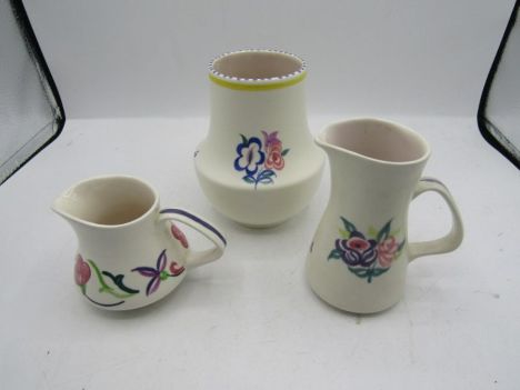 Poole pottery vase and 2 jugs