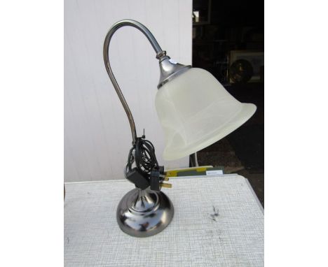 Chrome lamp with glass tulip shade