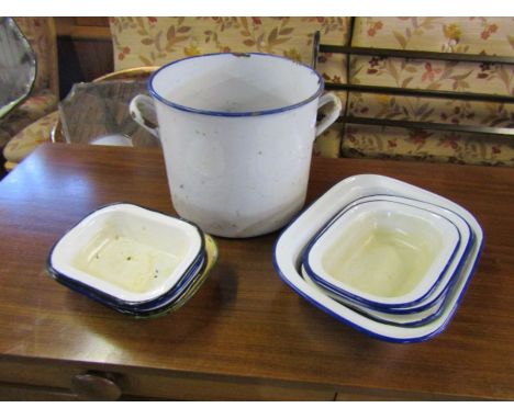 Enamel pot and dishes 