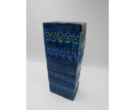 Bitossi blue glazed rectangular vase 22cm high