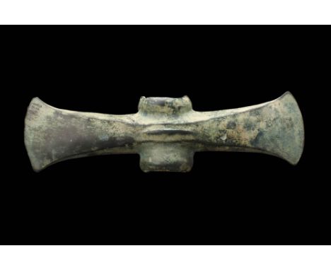 Ca. 1200 - 700 BC. A bronze double-headed axe characterised by its distinctive labrys shape, which features two parallel blad