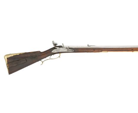 A 25 BORE SILESIAN FLINTLOCK RIFLED SPORTING CARBINE BY MARTIN SCHOLTZ A BRESLAU, CIRCA 1740 with octagonal swamped barrel in