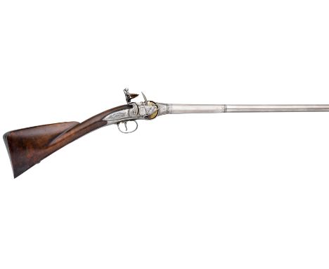 A RARE 18 BORE FLINTLOCK BREECH-LOADING REPEATING GUN ON THE LORENZONI PRINCIPLE BY BARBER, NEWARK, CIRCA 1750 with two-stage