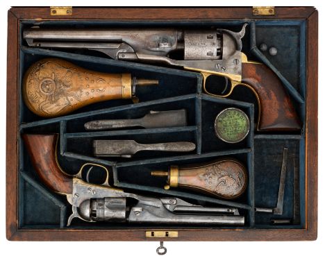 A RARE CASED .36 CALIBRE COLT MODEL 1861 NAVY REVOLVER, NO. 19258 FOR 1864 AND A .36 CALIBRE COLT MODEL 1862 POLICE REVOLVER,