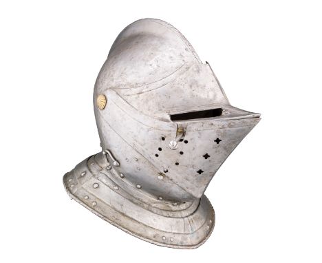 A COMPOSITE GERMAN CLOSE HELMET FOR HEAVY FIELD USE, CIRCA 1550-60 with rounded one-piece skull rising to a low, boldly-roped