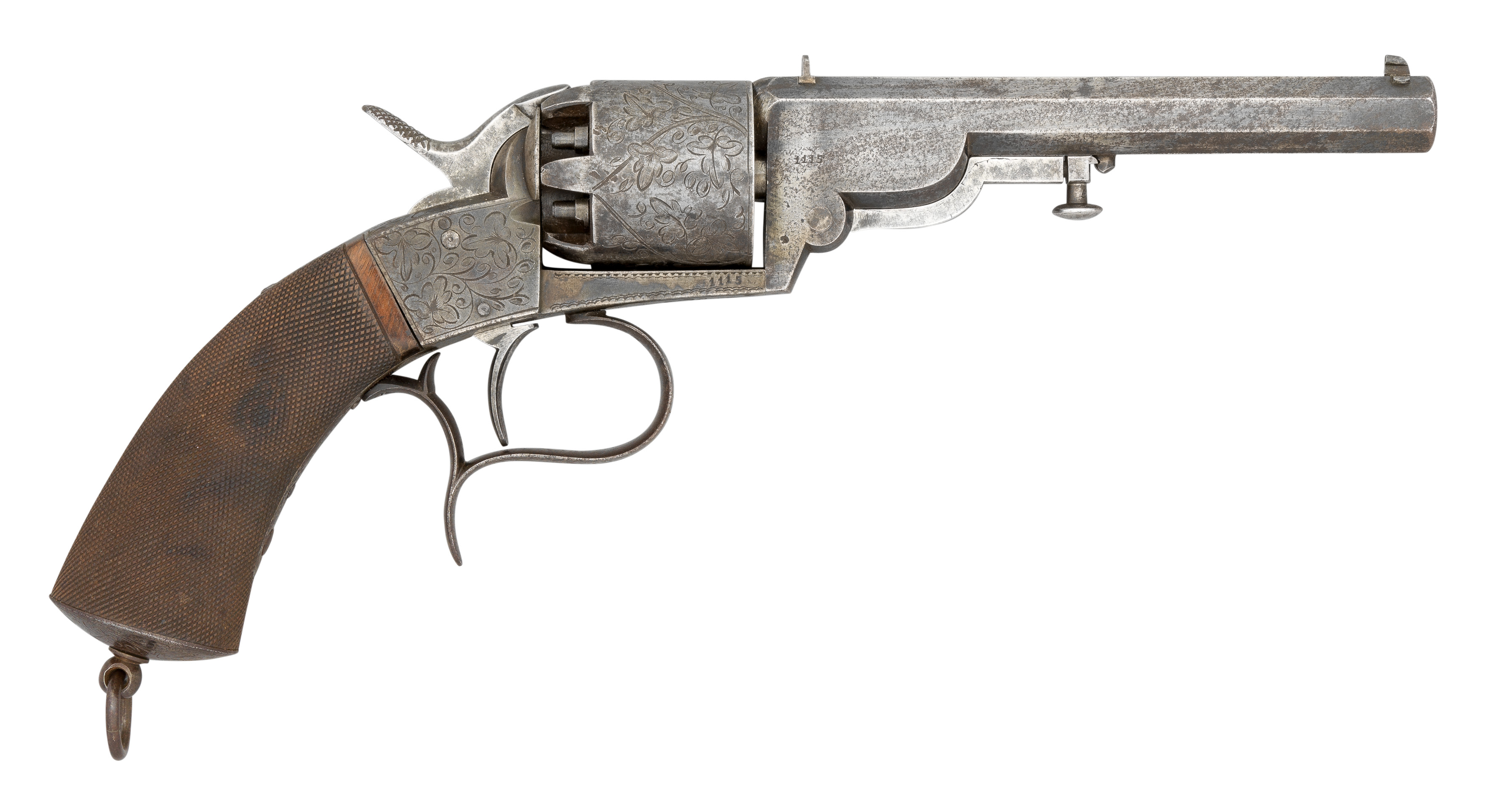 A .46 CALIBRE FRENCH SIXSHOT PERCUSSION REVOLVER BY HOULLIER BLANCHARD