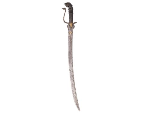 A CEYLONESE SWORD (KASTANE), LATE 18TH/19TH CENTURY with curved single-edged blade cut with a short slender central fuller on