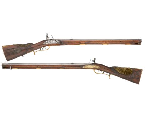 A PAIR OF 20 BORE SOUTH GERMAN FLINTLOCK RIFLED SPORTING CARBINES BY MICHAEL BAYER IN WIRZBURG, CIRCA 1730 with octagonal sig