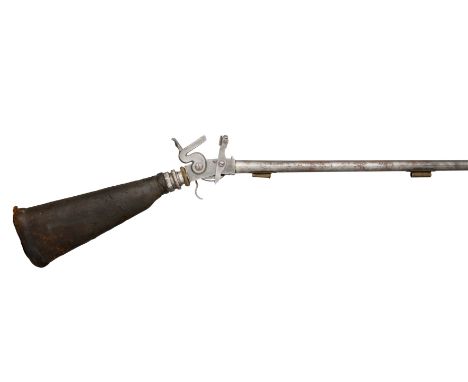 A 90-BORE AIRGUN WITH EXTERNAL MECHANISM AND TURN-OFF BUTT-RESERVOIR, GERMAN OR DUTCH, CIRCA 1760-70 with sighted smooth-bore