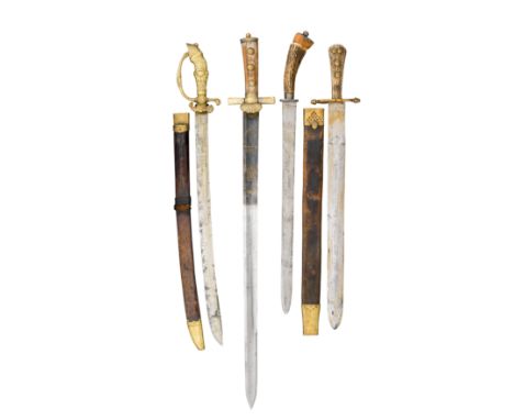 A GERMAN HUNTING-SWORD, AND THREE OTHERS, THE FIRST THIRD QUARTER OF THE 18TH CENTURY, THE REMAINDER 18TH/EARLY 19TH CENTURY 