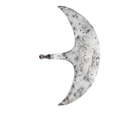 AN OTTOMAN AXE, TURKEY, 18TH/19TH CENTURY with crescentic head cut with an inscription on each face including the date 1272 A