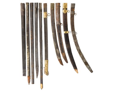 A QUANTITY OF SWORD SCABBARDS, LATE 17TH/EARLY 19TH CENTURIES including one for an executioner's sword or sword of justice, w