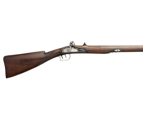A .500 CALIBRE COMPOSITE BREECH-LOADING FLINTLOCK SPORTING RIFLE SIGNED I. WELCH ON THE LOCK, CIRCA 1830 with rebrowned sight