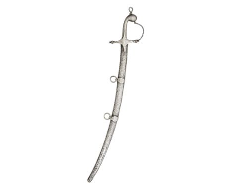 AN ARAB SILVER-MOUNTED SWORD (SHAMSHIR) FOR A CHILD, 19TH CENTURY with curved single-edged blade, silver hilt including cross